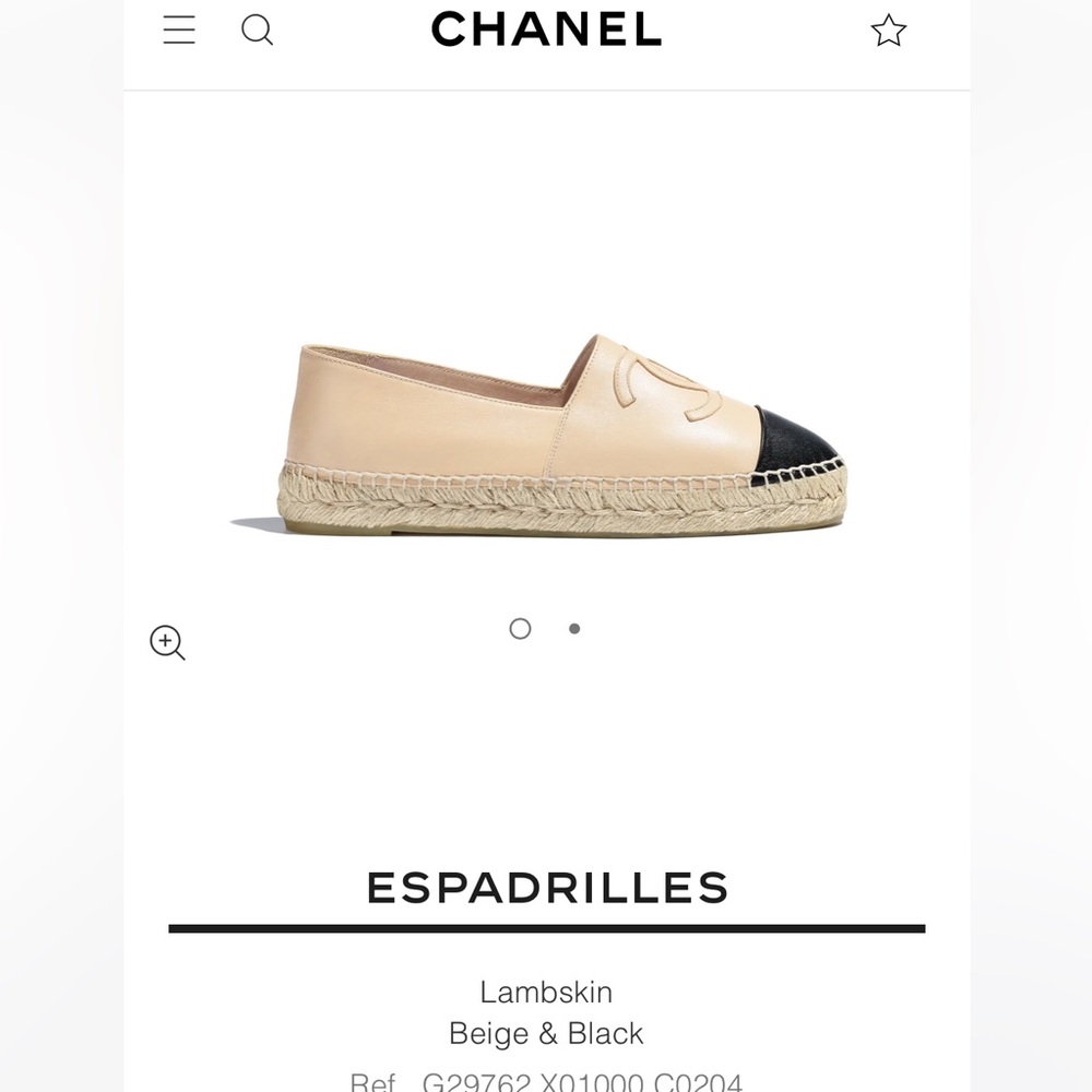 Chanel Size 36 Espadrilles Beige & Black